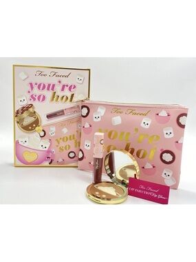 Too Faced You’re So Hot - Hot Cocoa Bronzer & Lip Gloss Set W/ Bag - NEW